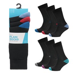 SK173A Mens 3 pack contrast Heel and Toe Socks