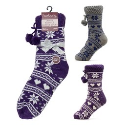 SK237 Ladies Fairisle Slipper Socks