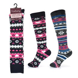 SK238A Ladies Fairisle Design Knee High Socks