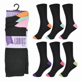 SK242A Ladies 3 Pack Contrast Heel & Toe Socks