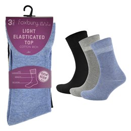 SK260A Ladies 3 Pack Soft Top Socks (Plain)