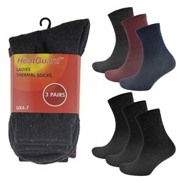 SK262A Ladies 3 Pack Heatguard Thermal Socks