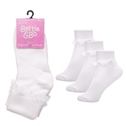 SK359B Girls 3 Pack Lace Frill Socks in Size 12.5 - 3.5