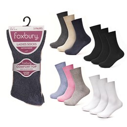SK498A Ladies 3 Pack Soft Top Socks