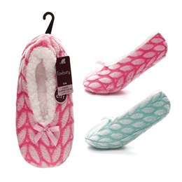 SK527 Ladies Sherpa Lined Design Slipper Sock