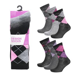 SK538A Ladies 3 Pack Argyle Socks