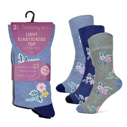 SK564 Ladies 3 Pack Soft Top Design Socks