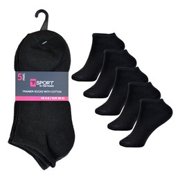 SK579 Ladies 5 Pack Black Trainer Socks