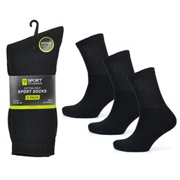 SK615 Men's 3 Pack Black Premium Sport Socks
