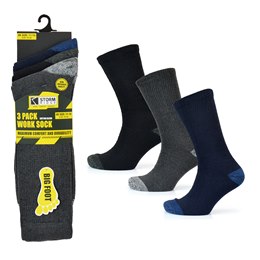 SK631 Mens 3 Pack Big Foot Crew Socks