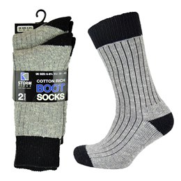 SK678 Mens 2 Pack Cushioned Boot Socks