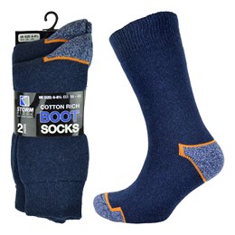 SK679 Mens 2 Pack Cushioned Boot Socks