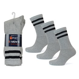 SK696 Mens 5 Pack Grey Sport Socks with Stripes