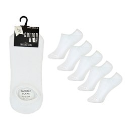 SK721 Girls 5 Pack White Invisible Socks