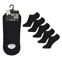 SK722 Girls 5 Pack Black Invisible Socks