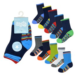 SK745 Baby Boys 5 Pack Heel & Toe Socks with Grippers