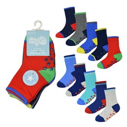 SK746 Baby Boys 5 Pack Heel & Toe Socks with Grippers