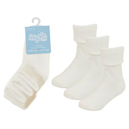SK747 Babies 3 Pack Cream Plain TOT Socks