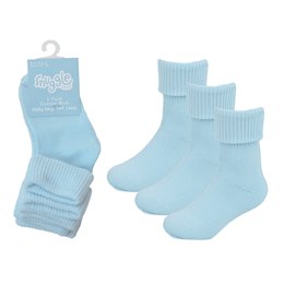 SK748 Babies 3 Pack Blue Plain TOT Socks
