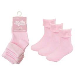 SK760 Babies 3 Pack Pink Plain TOT Socks