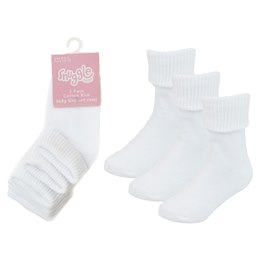 SK761 Babies 3 Pack White Plain TOT Socks - Assorted Sizes