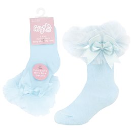 SK770 Baby Girls Single Pair Blue Tutu Socks with Bow