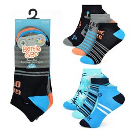 SK787 Boys 3 Pack Game/ Surf Design Trainer Socks - Assorted Sizes