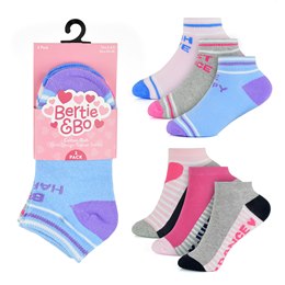 SK800 Girls 3 Pack Slogan Design Trainer Socks
