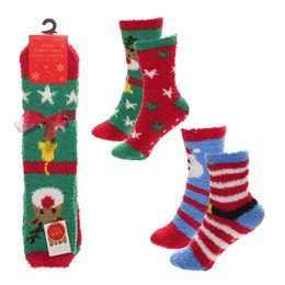 SK805 Kids 2 Pack Christmas Cosy Socks