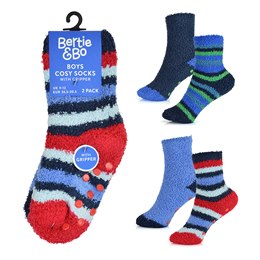 SK815 Boys 2 Pack Stripe Cosy Socks
