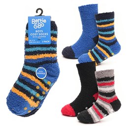 SK815A Boys 2 Pack Stripe Cosy Socks