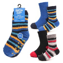 SK815A Boys 2 Pack Stripe Cosy Socks