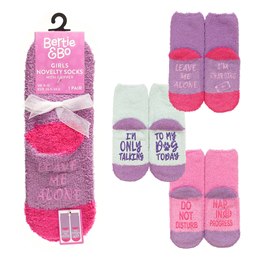 SK835A Girls Slogan Novelty Cosy Socks