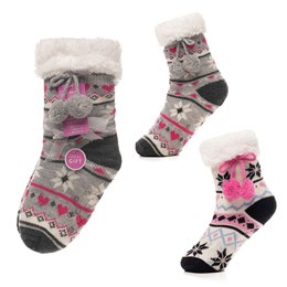 SK836A Girls Lounge Socks with Sherpa Lining & Gripper