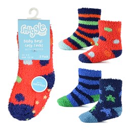 SK846 Baby Boys 2 Pack Design Cosy Socks
