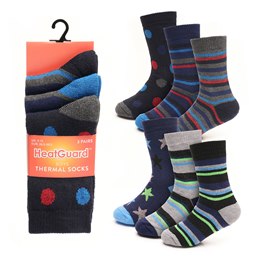 SK851A Boys 3 Pack Thermal Design Socks