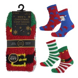 SK879 Mens 2 Pack Christmas Cosy Socks