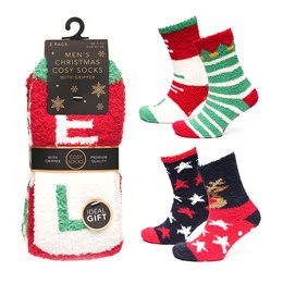 SK879A Mens 2 Pack Christmas Cosy Socks