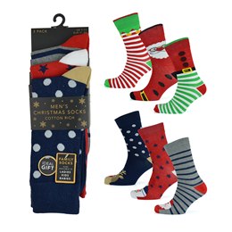 SK880 Mens 3 Pack Christmas Design Socks - Family