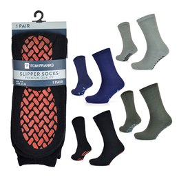 SK887 Mens Brushed Slipper Socks with Gripper