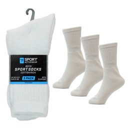 SK892WH Boys 3 Pack White Sport Socks