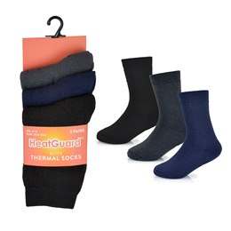 SK896 Boys 3 Pack Thermal Plain Socks