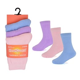 SK897 Girls 3 Pack Thermal Plain Socks