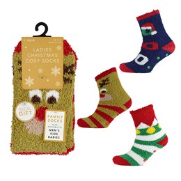 SK957 Ladies Christmas Cosy Design Socks - Family