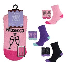 SK972 Ladies Novelty Slogan Cosy Socks with Gripper
