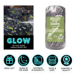 TC284 Single Glow in the Dark Duvet Set (Dino)