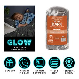 TC285 Single Glow in the Dark Duvet Set (Planets)