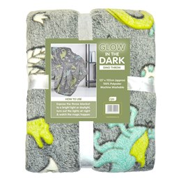 TC292A Dino Print Glow in the Dark Blanket (Grey Base)